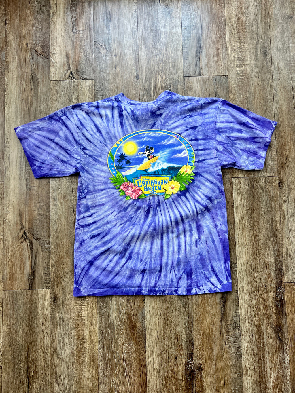 94 -Purple Tie-Dye Caribbean Beach Mickey Surfing Tee - XL