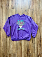 96 -Purple Port Orleans Mardi Gras Mask Crewneck - L