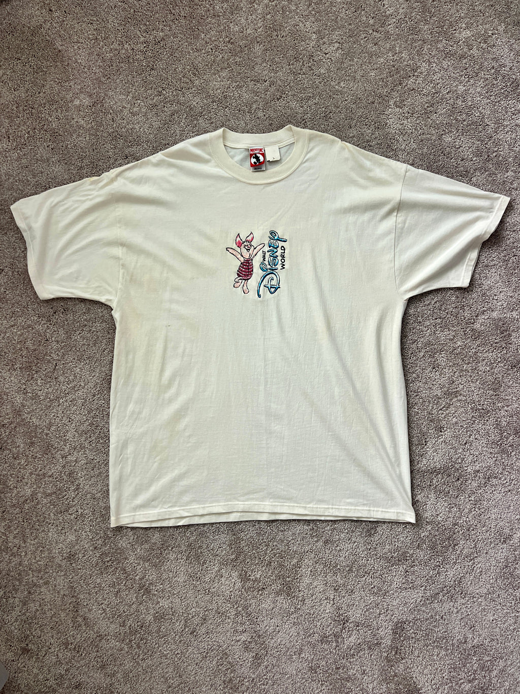 1404 - NWT Ivory Embroidered Piglet WDW Tee