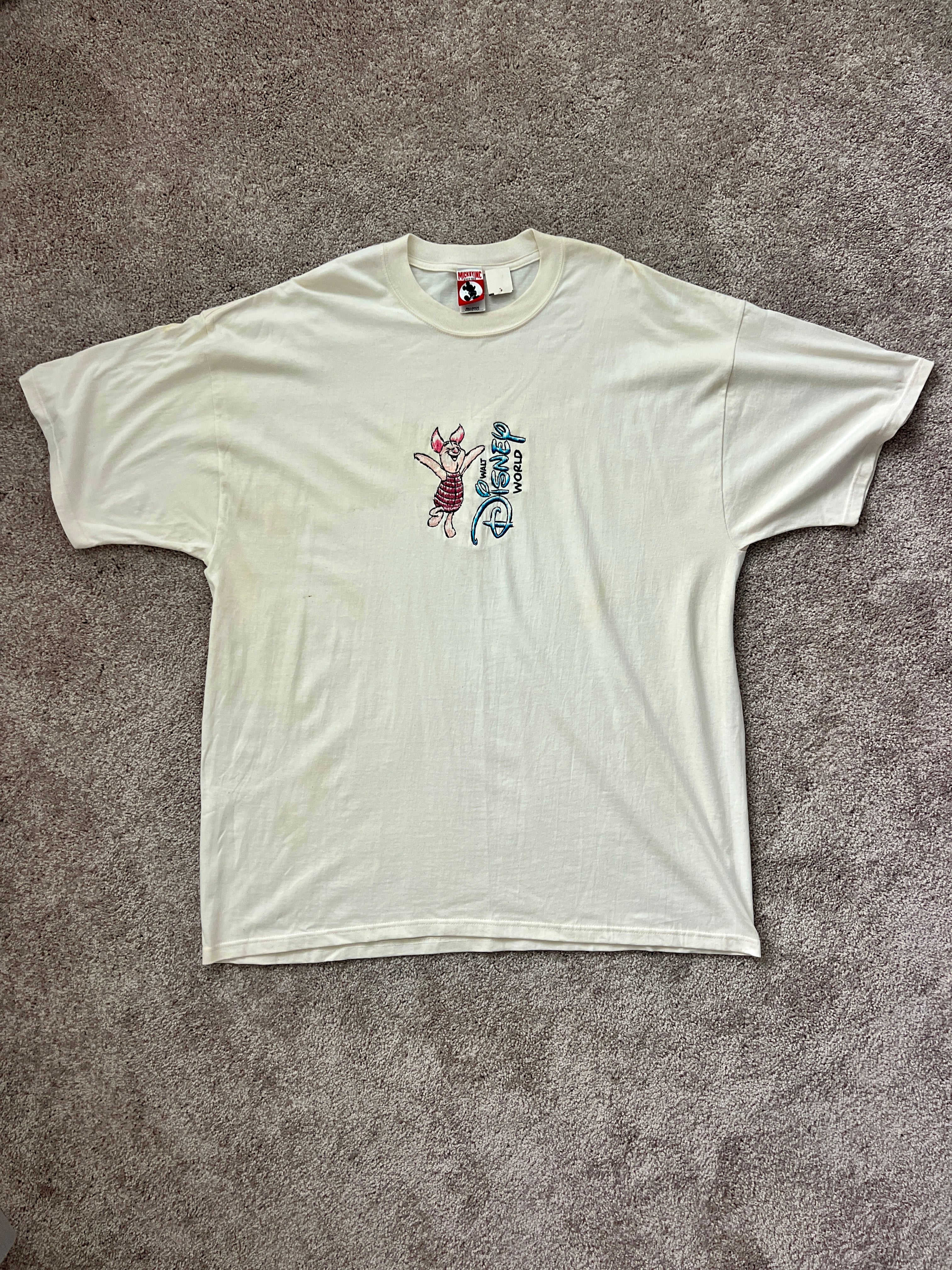 1404 - NWT Ivory Embroidered Piglet WDW Tee