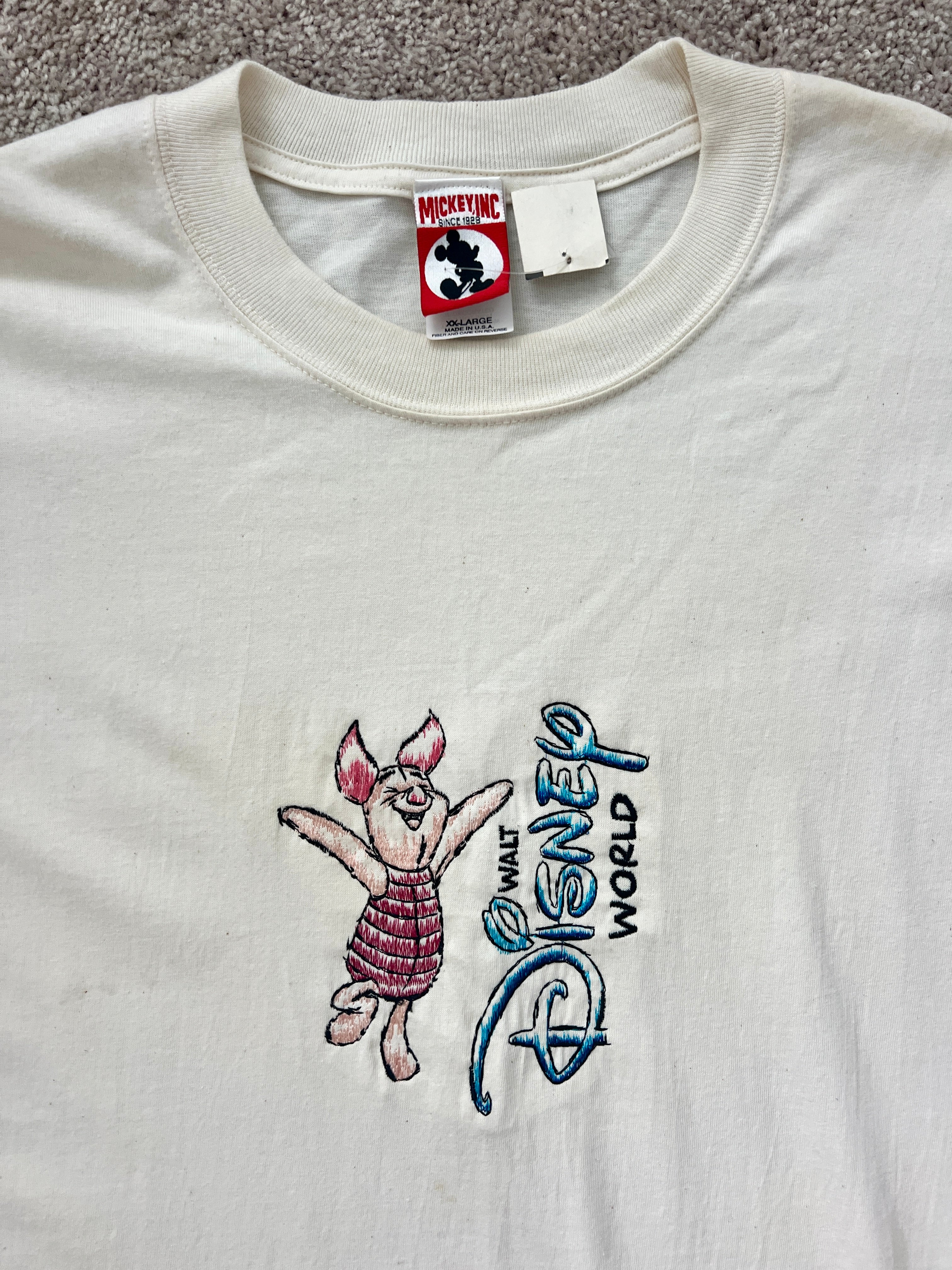 1404 - NWT Ivory Embroidered Piglet WDW Tee
