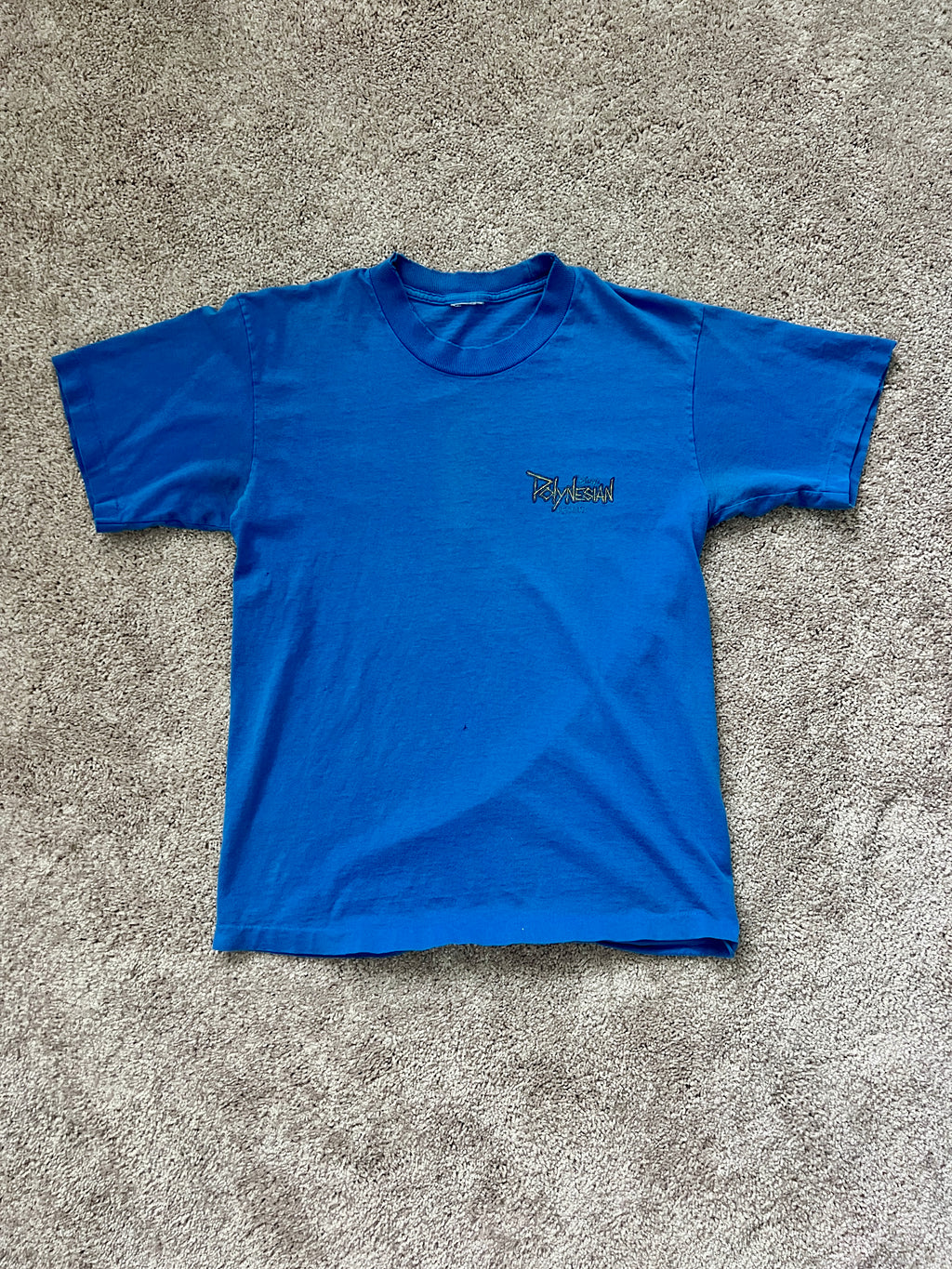 1411 - Blue Single Stitch Polynesian Tiki Tee - NT / S