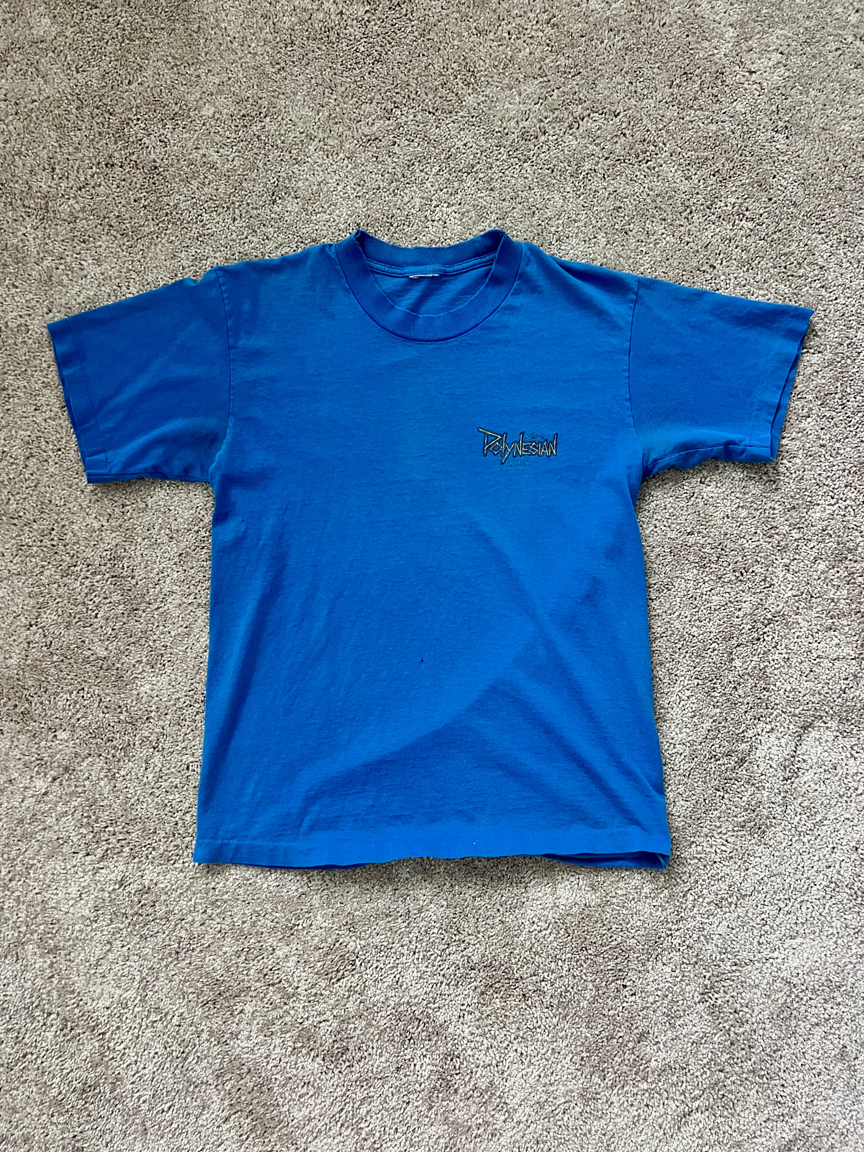 1411 - Blue Single Stitch Polynesian Tiki Tee - NT / S