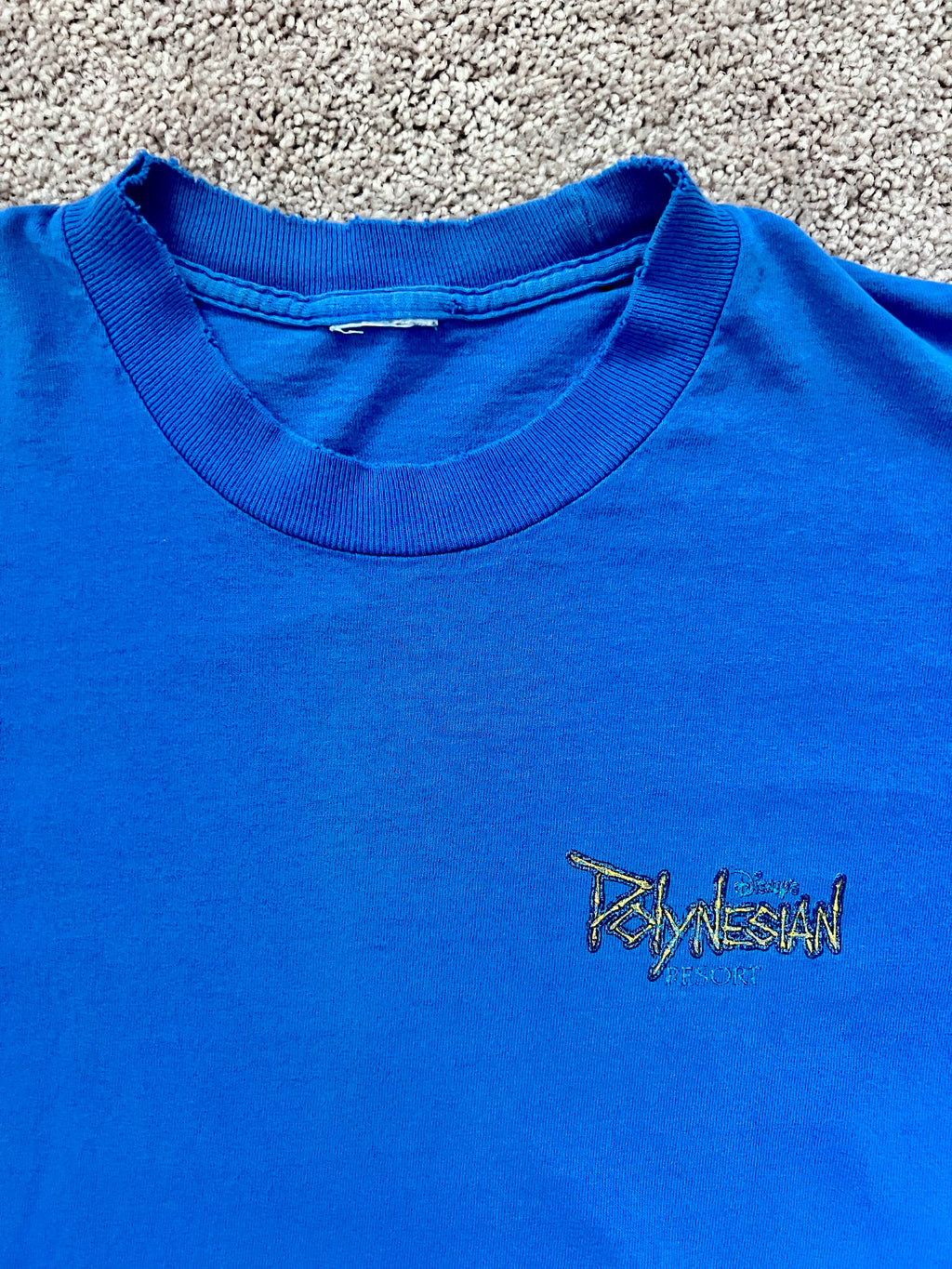 1411 - Blue Single Stitch Polynesian Tiki Tee - NT / S