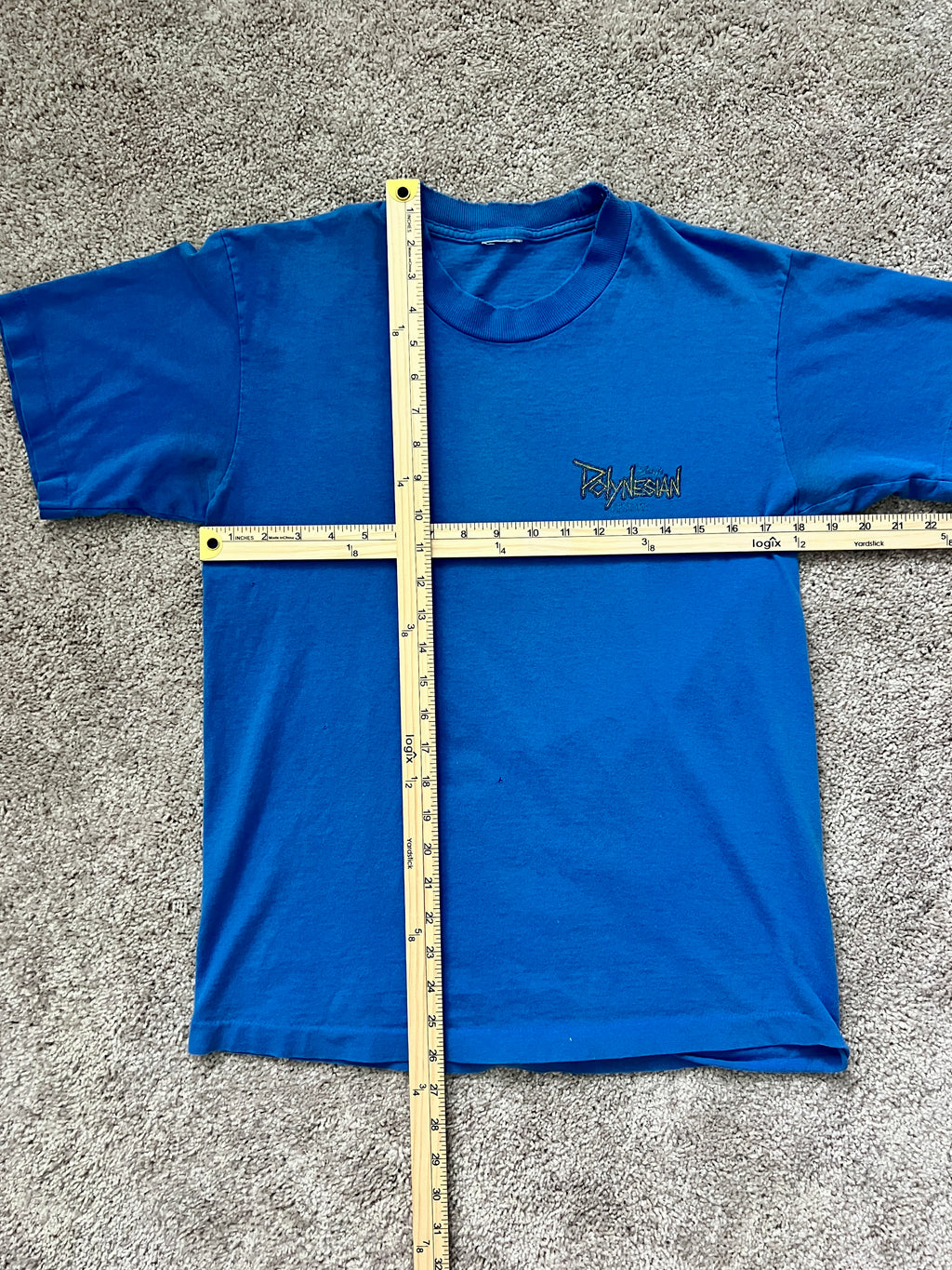 1411 - Blue Single Stitch Polynesian Tiki Tee - NT / S
