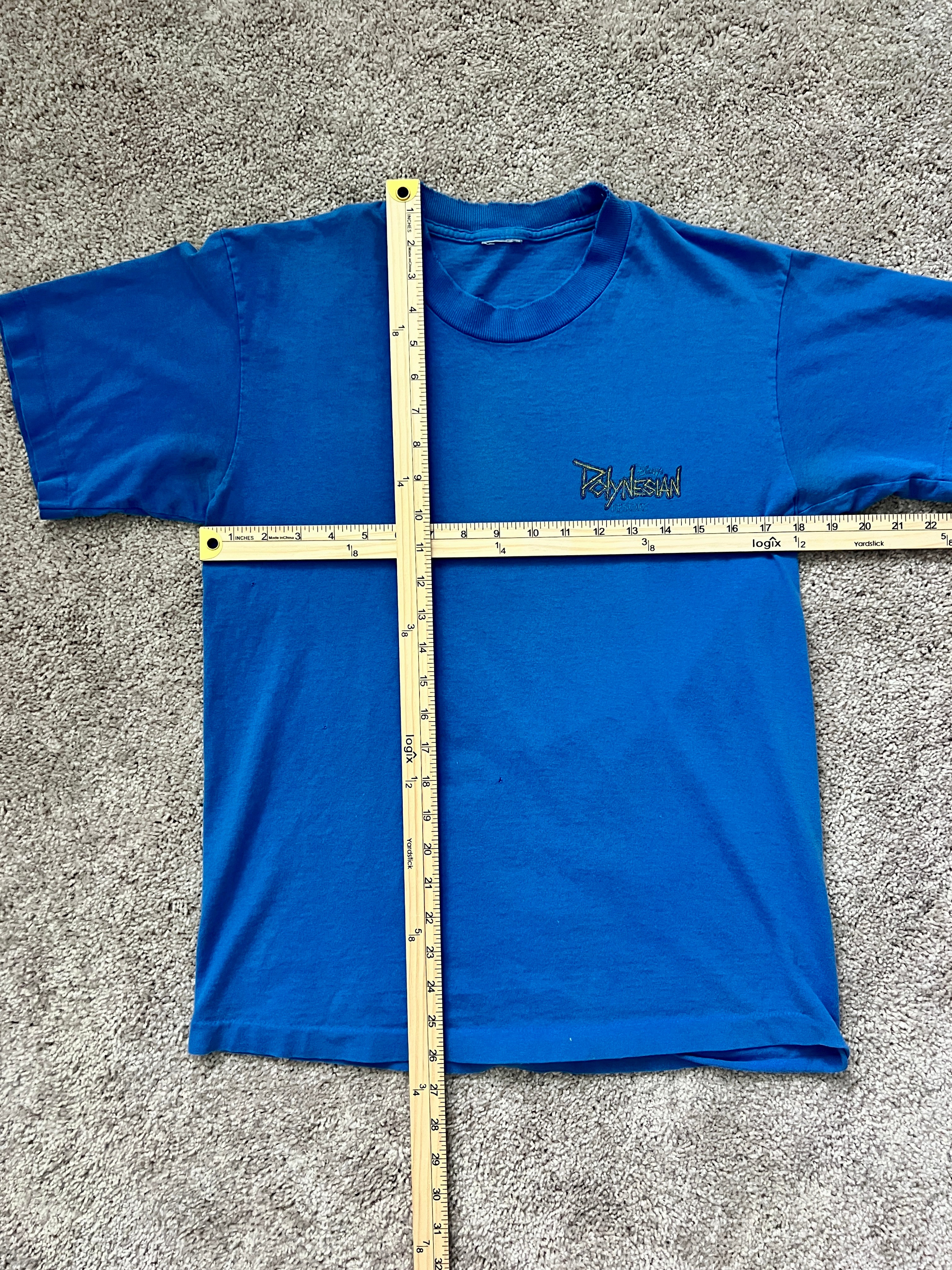 1411 - Blue Single Stitch Polynesian Tiki Tee - NT / S