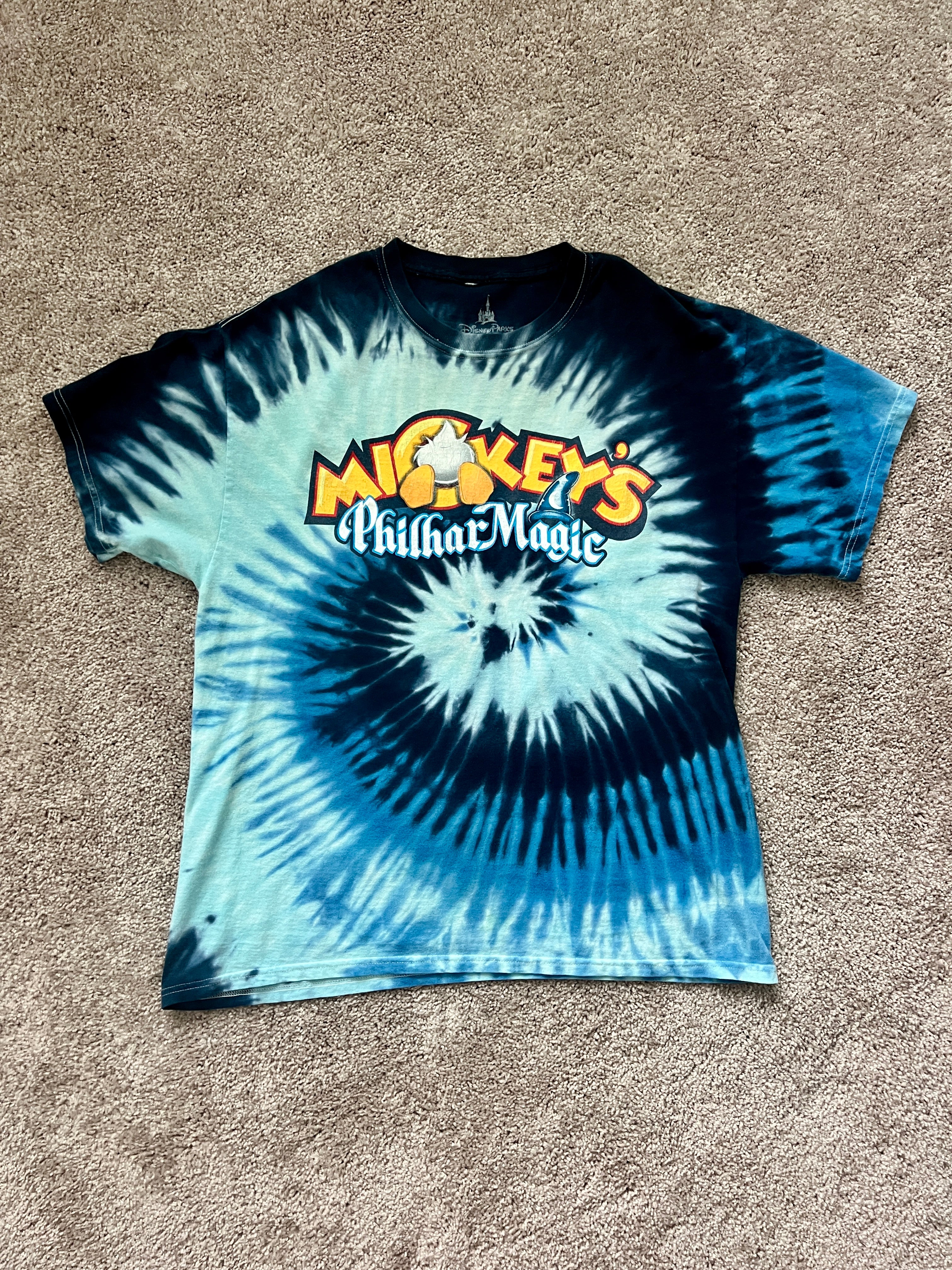 1412 - Blue Tie-Dye Donald PhilarMagic Y2K Tee - L