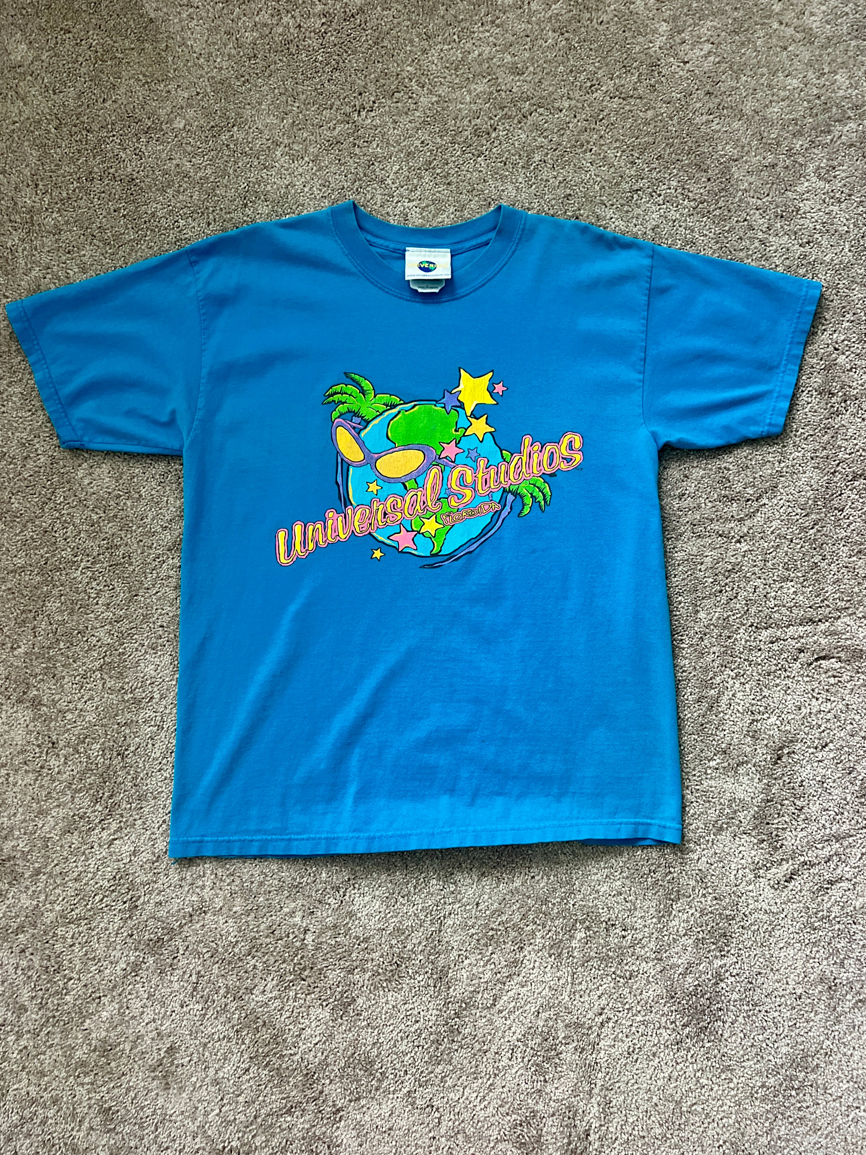 1419 - Blue Universal Studios Sunglasses Globe Tee - L
