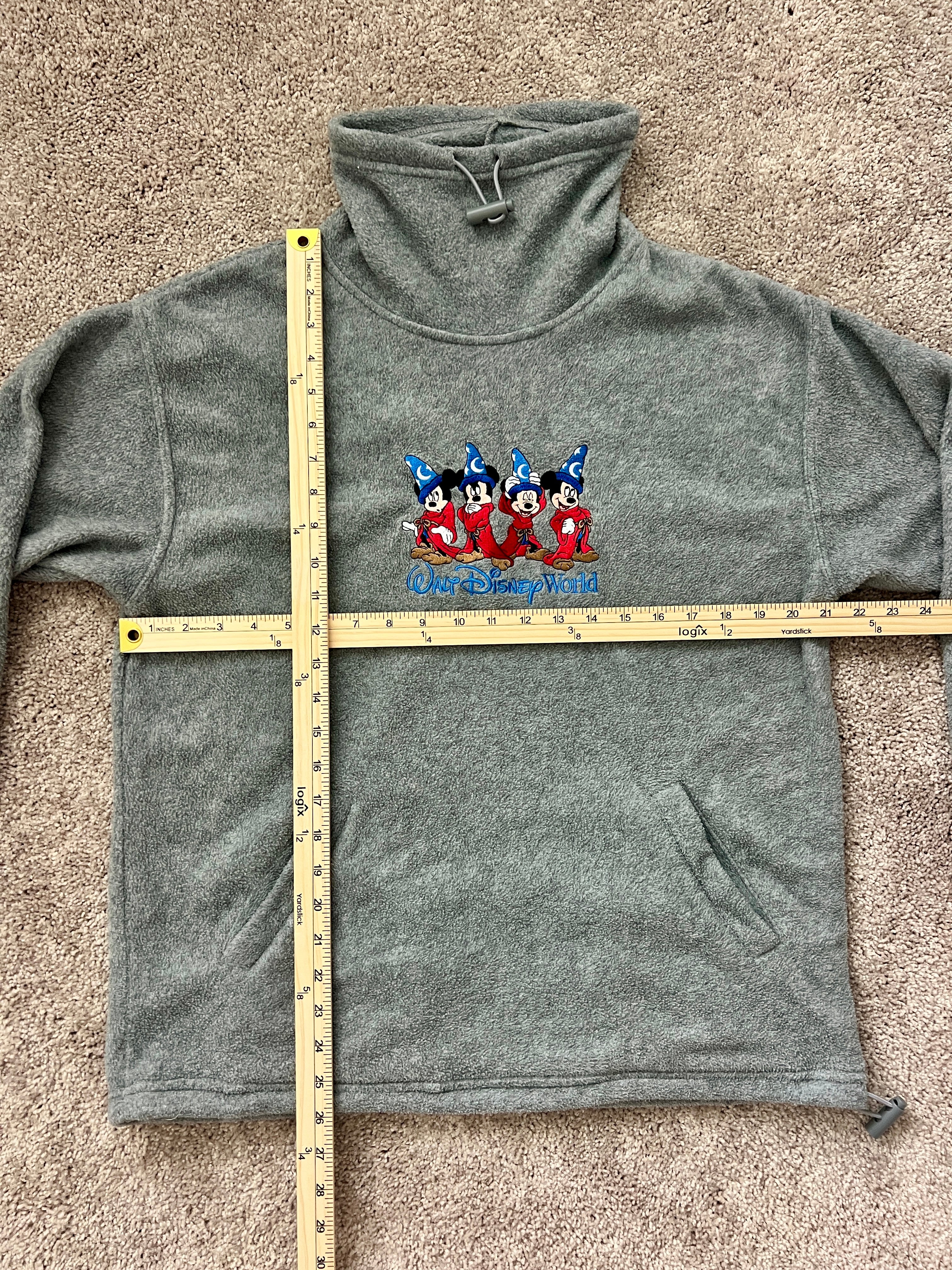 1422 - Grey Embroidered Sorcerer Mickey WDW Sherpa Pullover - L/XL