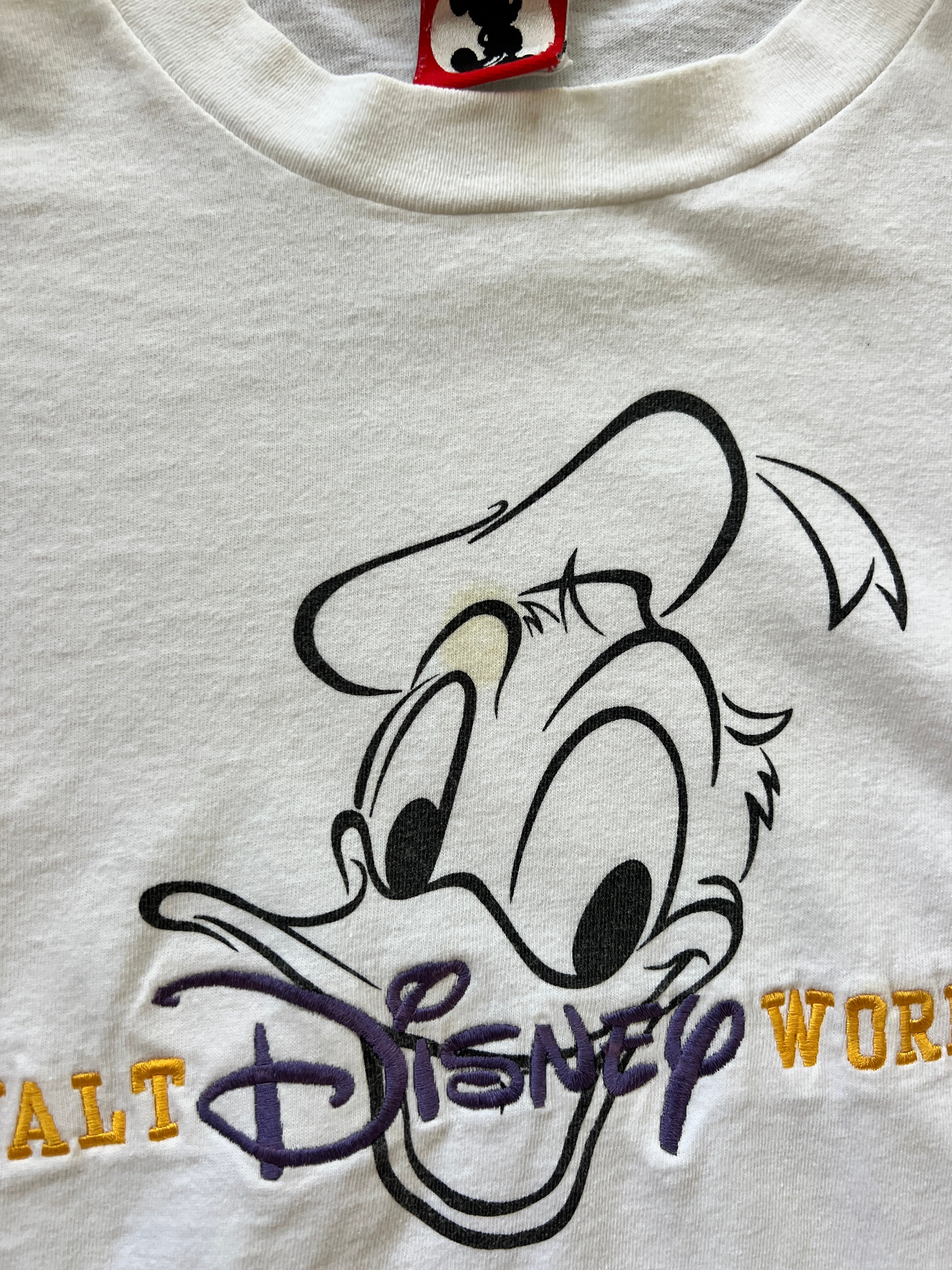 178 -White Embroidered Donald Duck WDW Tee - XL
