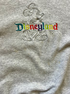 186 -Heather Grey Mickey Disneyland Rainbow Embroidered Crewneck - 2X
