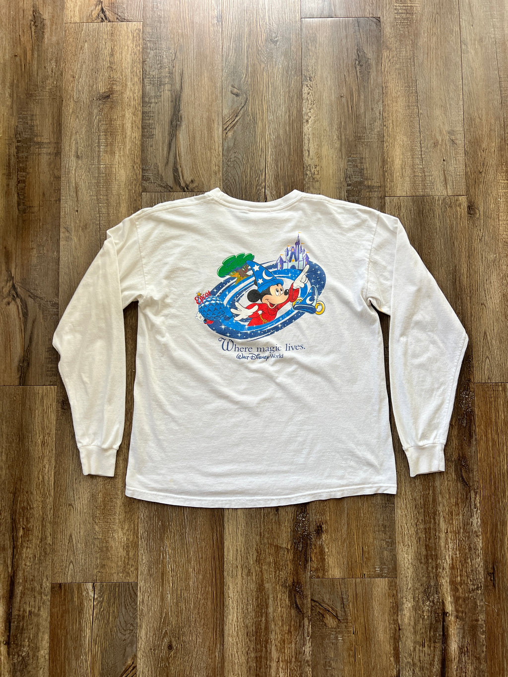 189 -White Sorcerer Mickey Where Magic Lives WDW Longsleeve - L