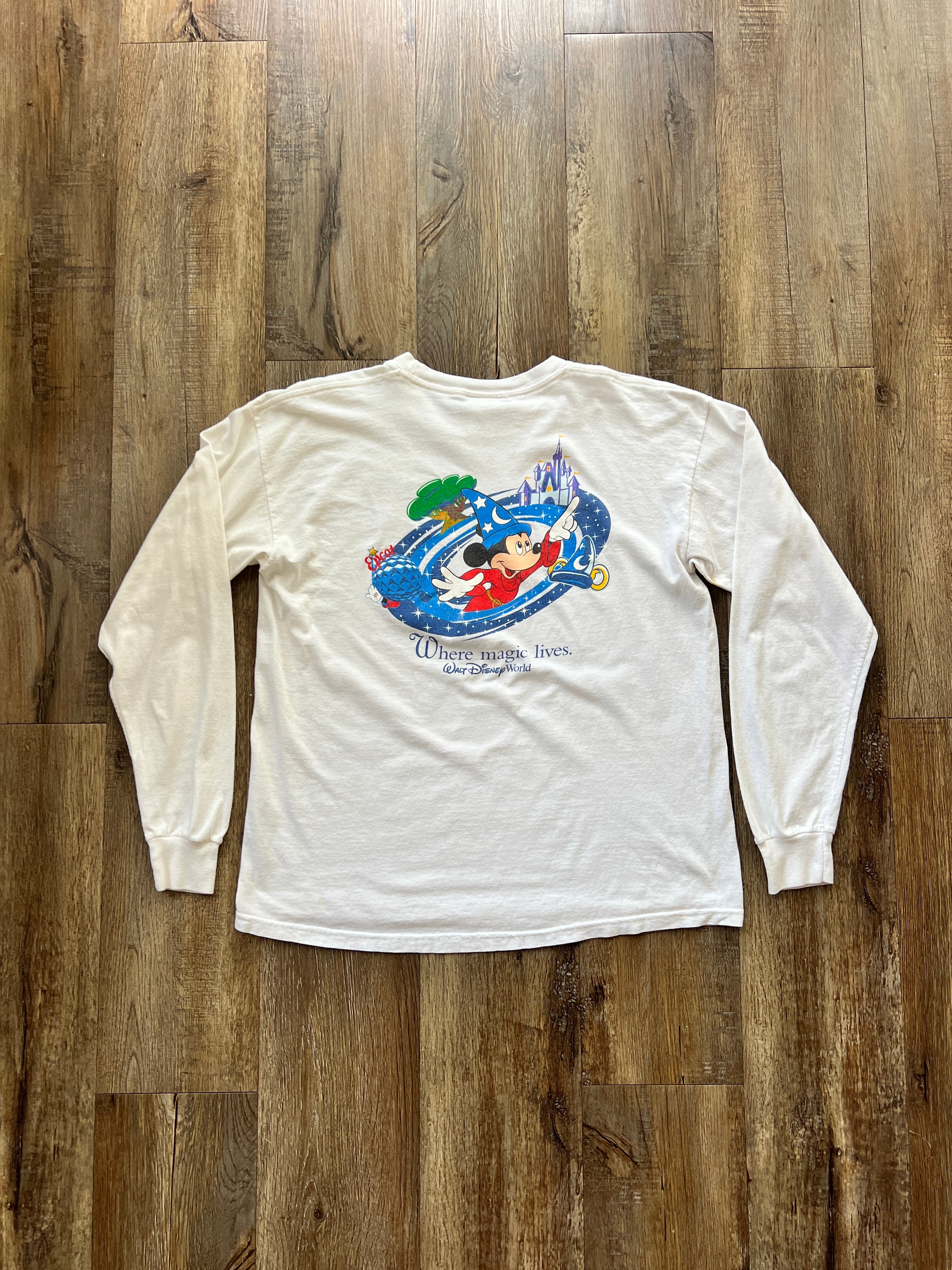 189 -White Sorcerer Mickey Where Magic Lives WDW Longsleeve - L