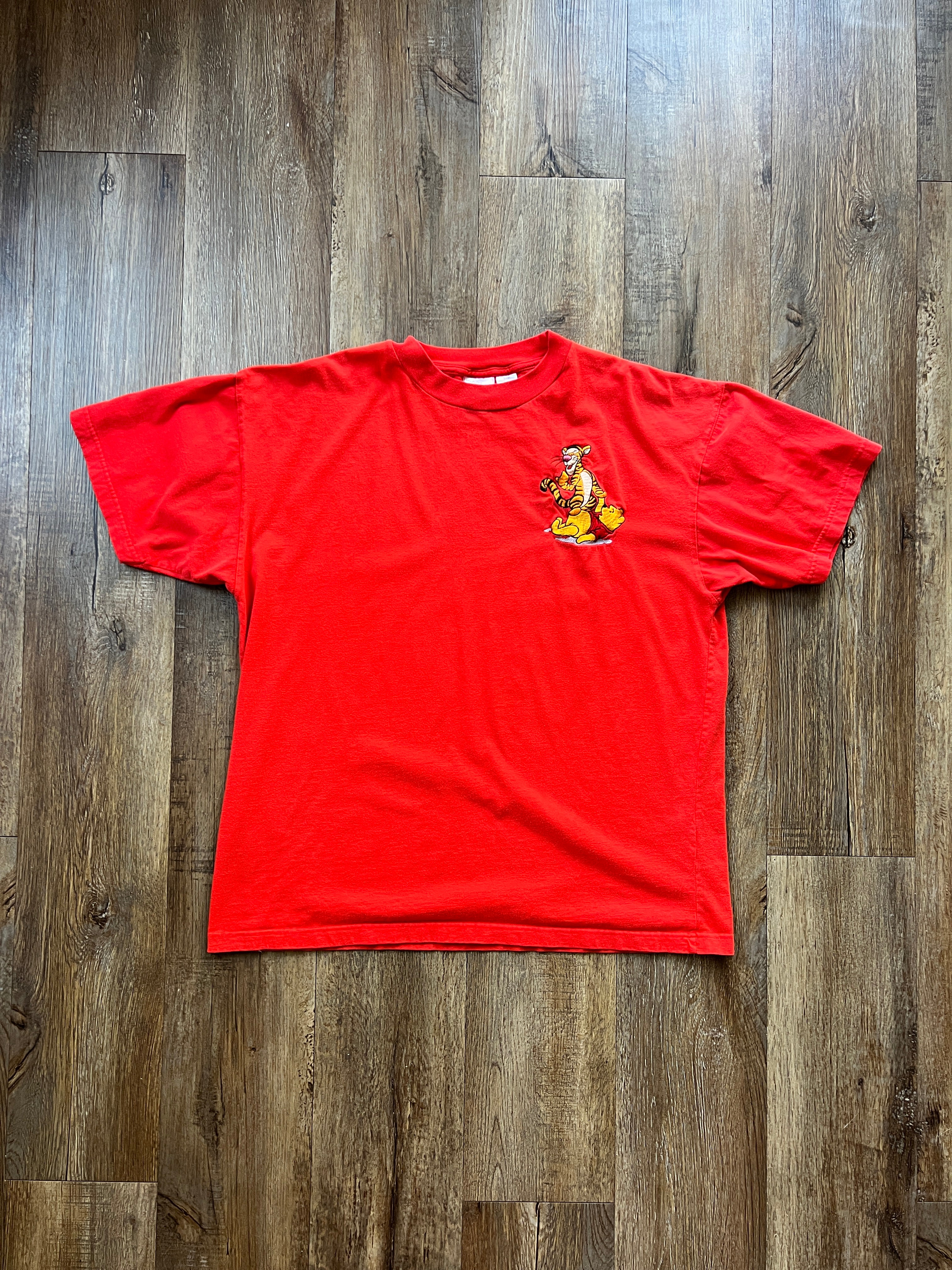 65 - Red Tigger & Pooh Embroidered Pocket Tee - L/XL