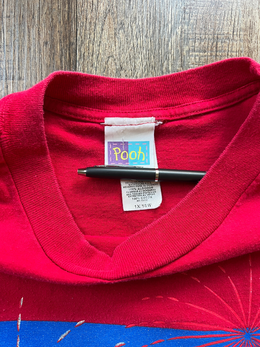 66 - Red Red Pooh & Piglet Fireworks Shirt - XL