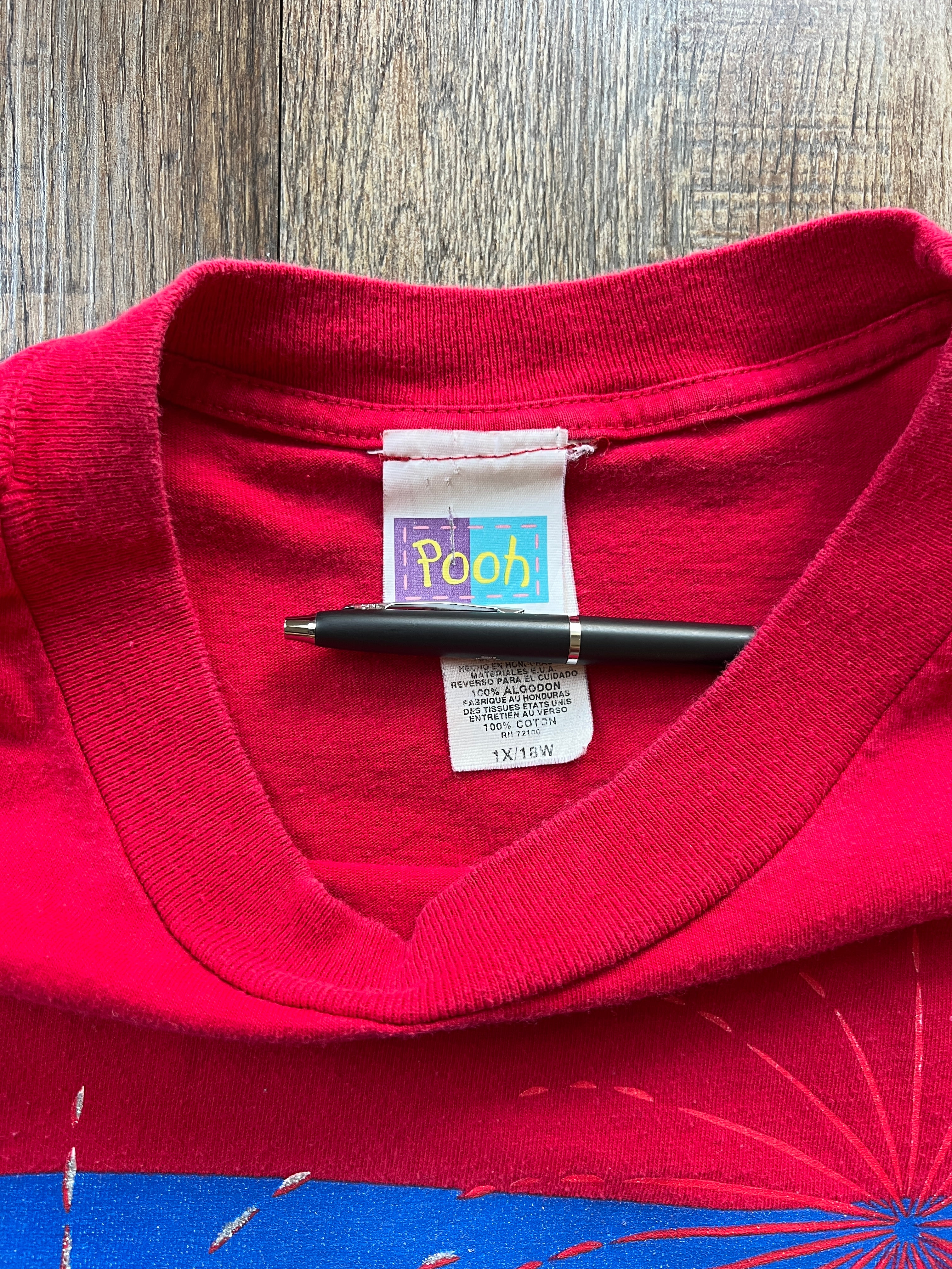 66 - Red Red Pooh & Piglet Fireworks Shirt - XL