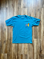 75 -Blue Pooh & Piglet Baseball Embroidered Pocket Shirt - L