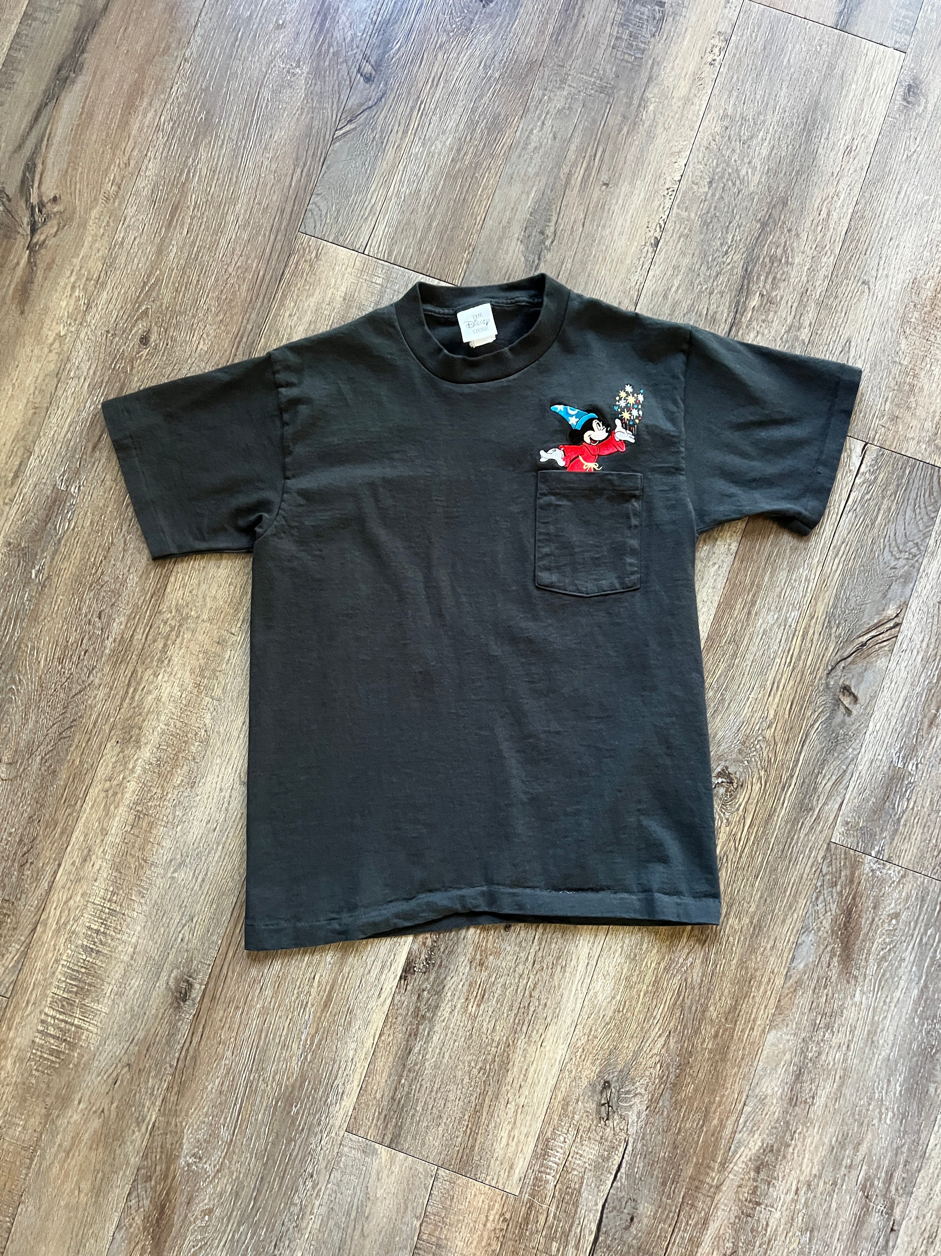 1152 -Black Embroidered The Disney Store Sorcerer Mickey Pocket Shirt - M