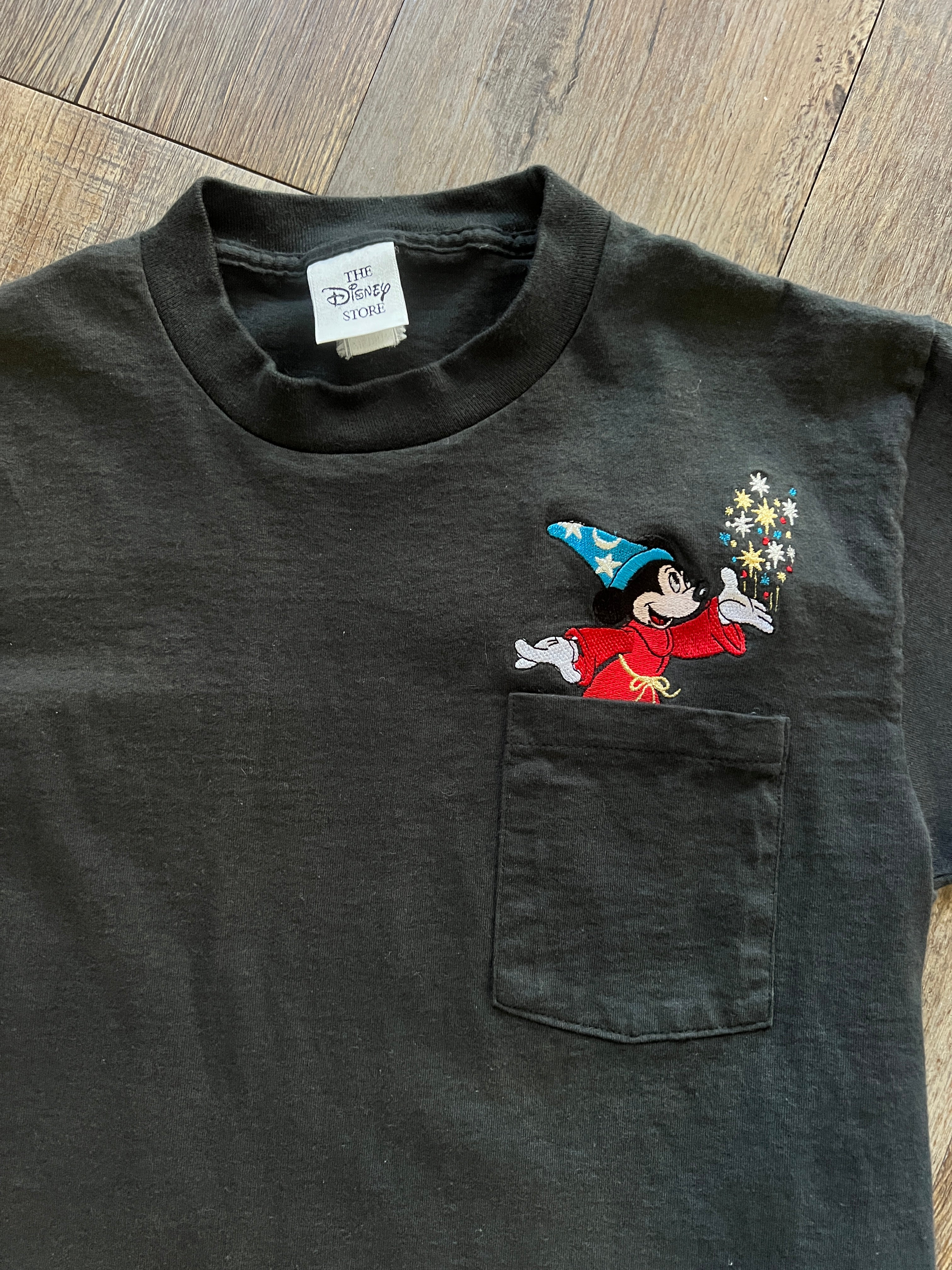 1152 -Black Embroidered The Disney Store Sorcerer Mickey Pocket Shirt - M