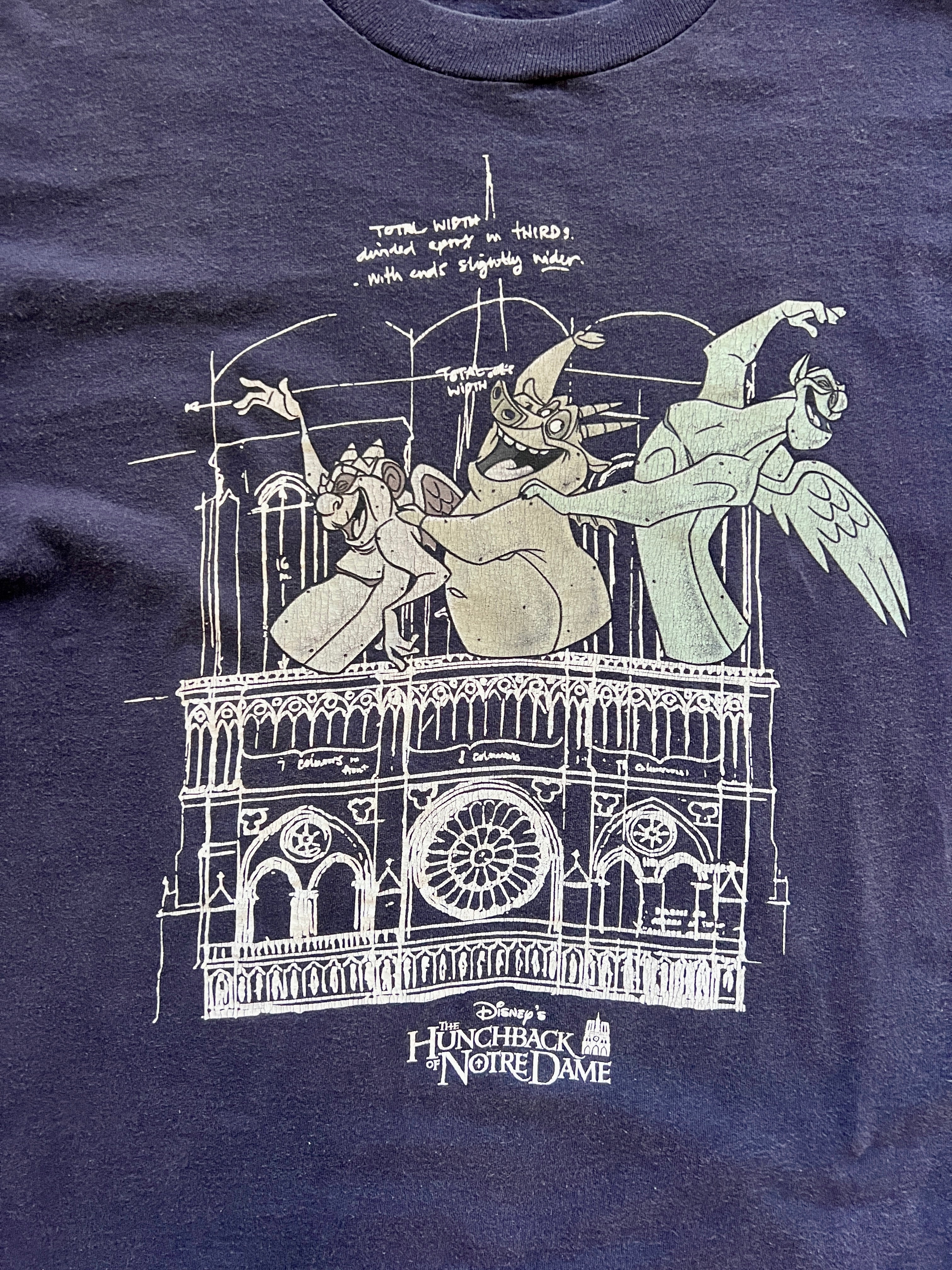 1154 -Navy Hunchback of Notre Dame Living on the Edge Gargoyle Shirt - XL