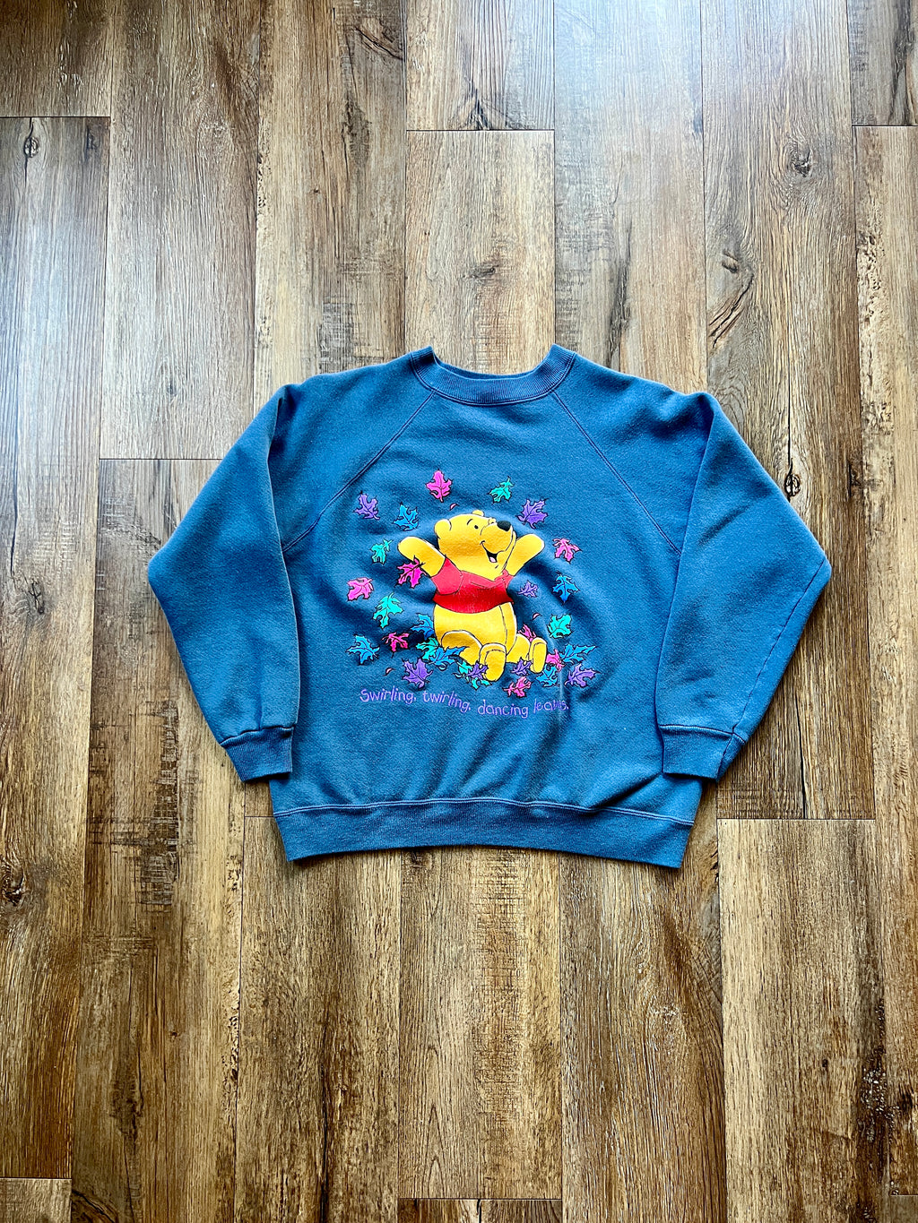 78 -Blue Swirling Twirling Dancing Leaves WTP Crewneck - S