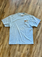 1162 -Blue Embroidered Sleepy Napping Pocket Shirt - XL