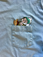 1162 -Blue Embroidered Sleepy Napping Pocket Shirt - XL