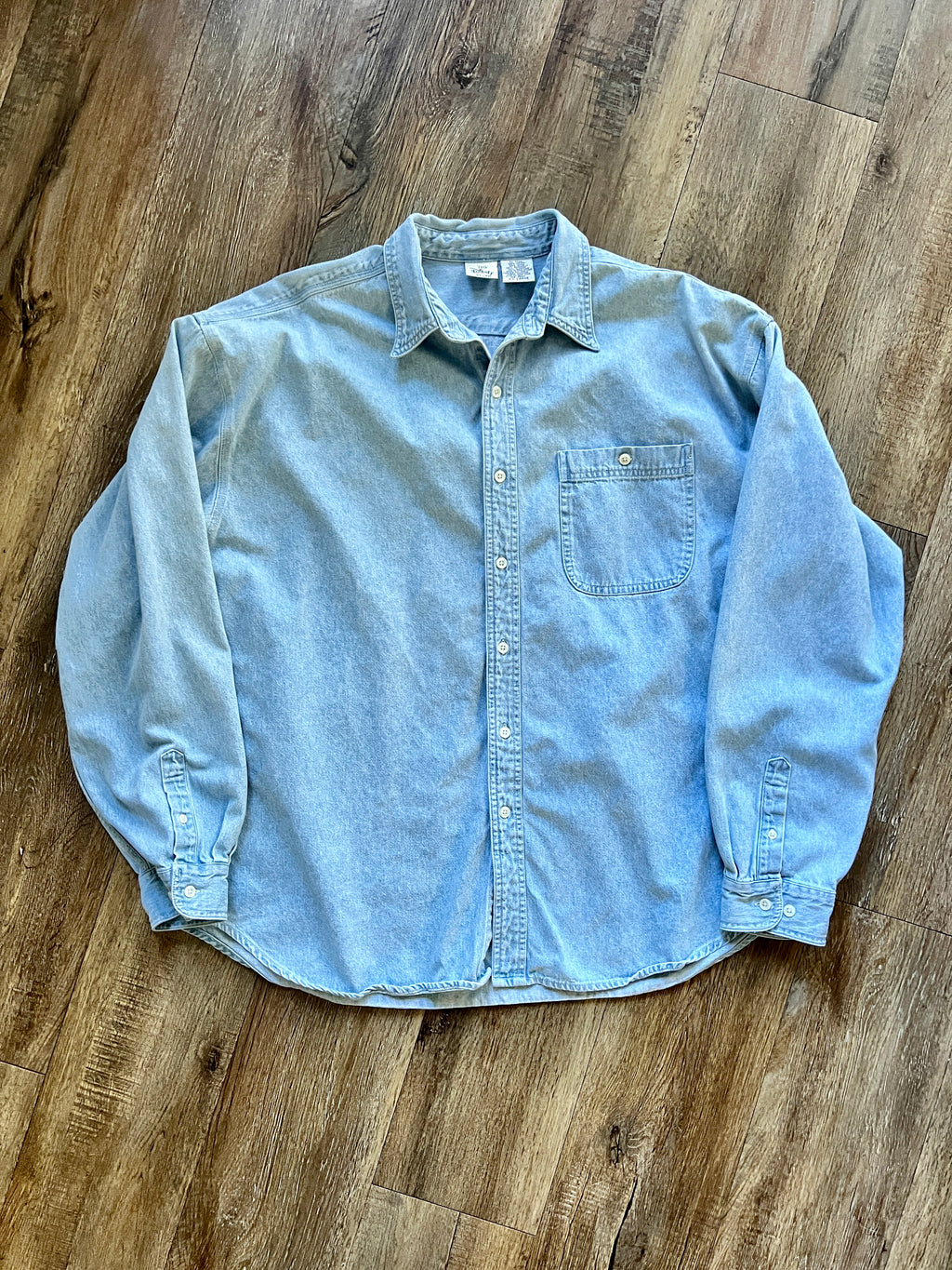 1162 -Denim Embroidered Winnie The Pooh & Friends Back Hit Button Up -2X