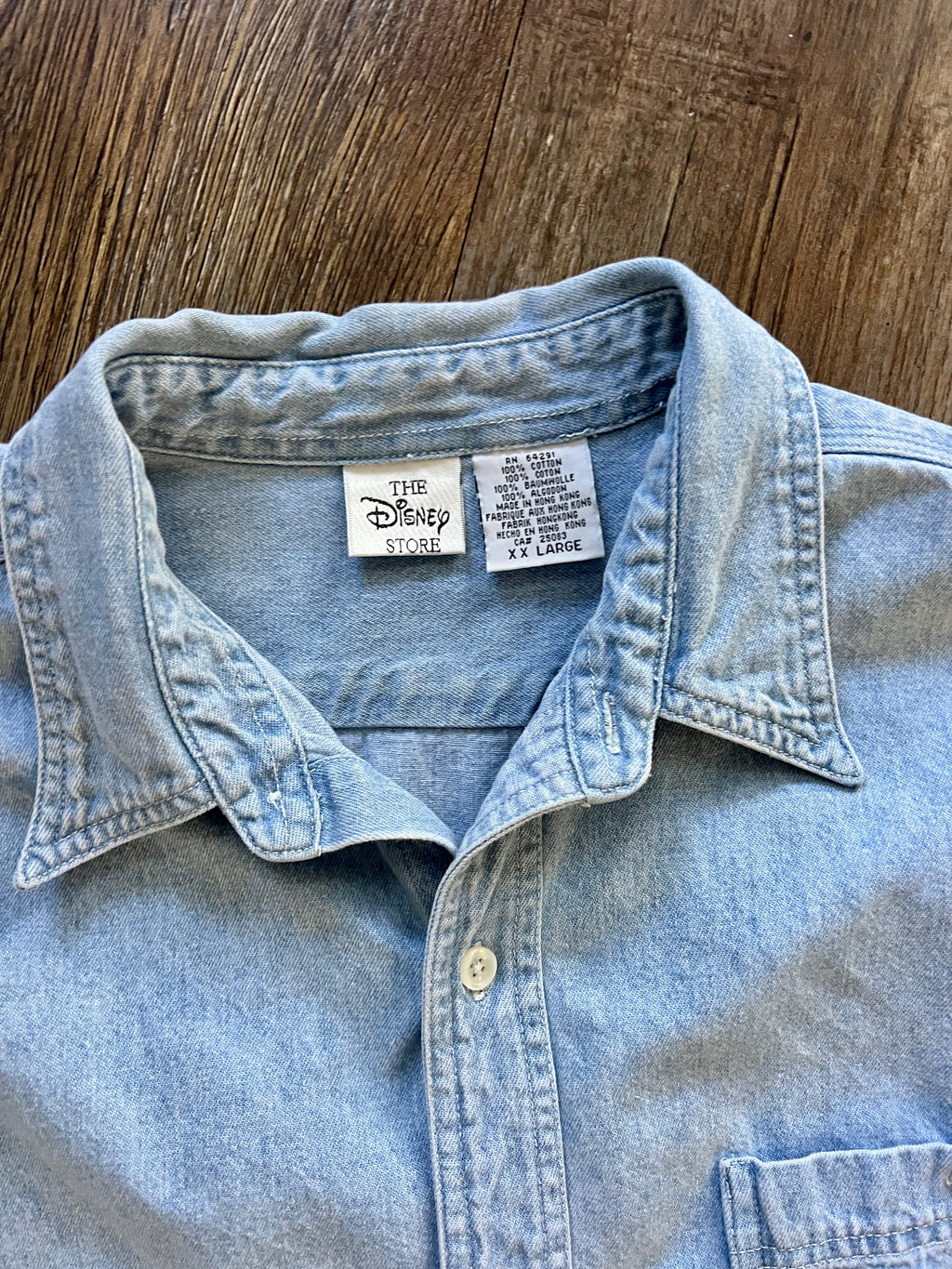 1162 -Denim Embroidered Winnie The Pooh & Friends Back Hit Button Up -2X