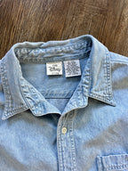 1162 -Denim Embroidered Winnie The Pooh & Friends Back Hit Button Up -2X