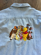 1162 -Denim Embroidered Winnie The Pooh & Friends Back Hit Button Up -2X