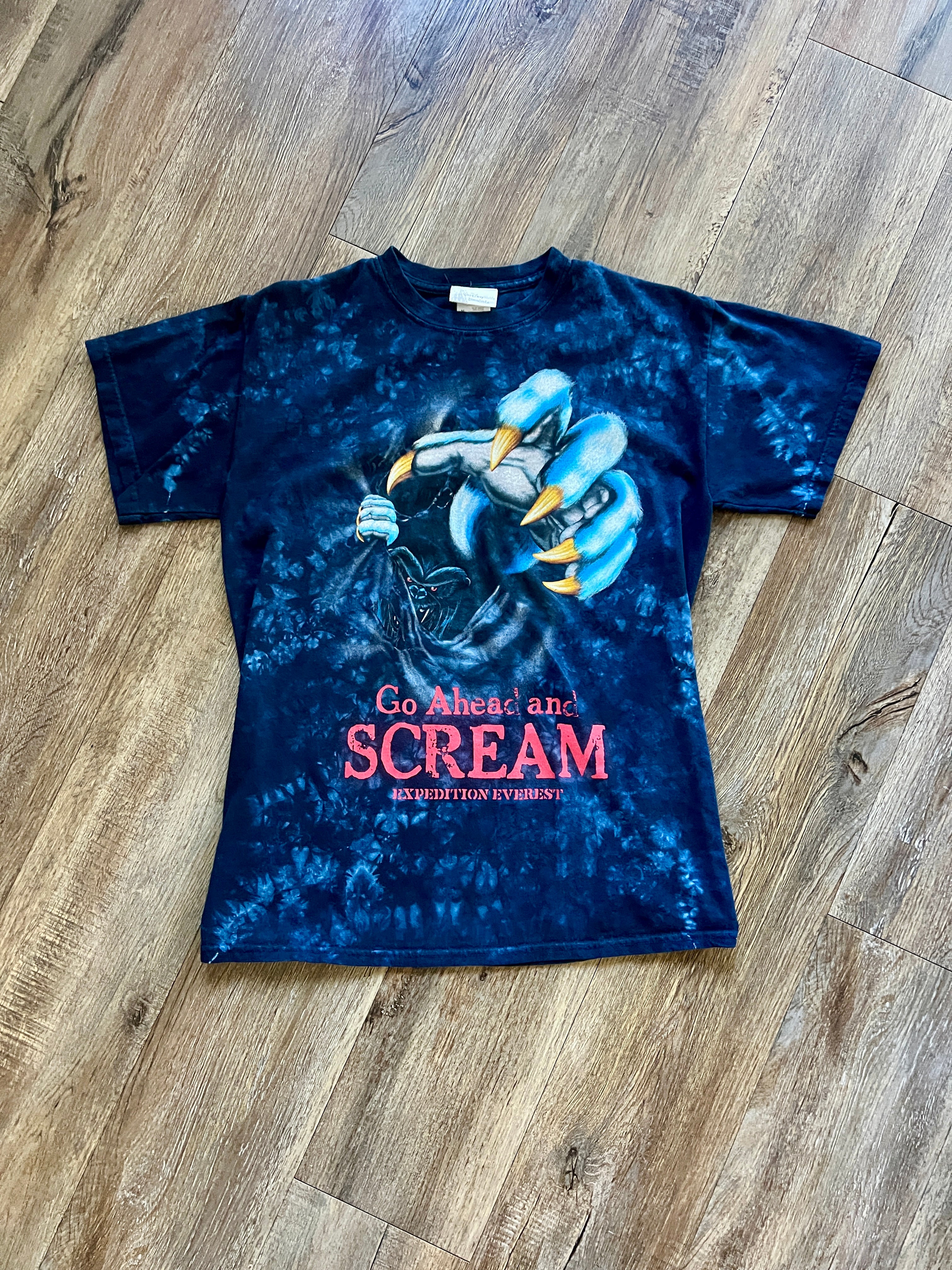 1164 -Blue Tie-Dye Expedition Everest Yeti Go Ahead & Scream Shirt - M