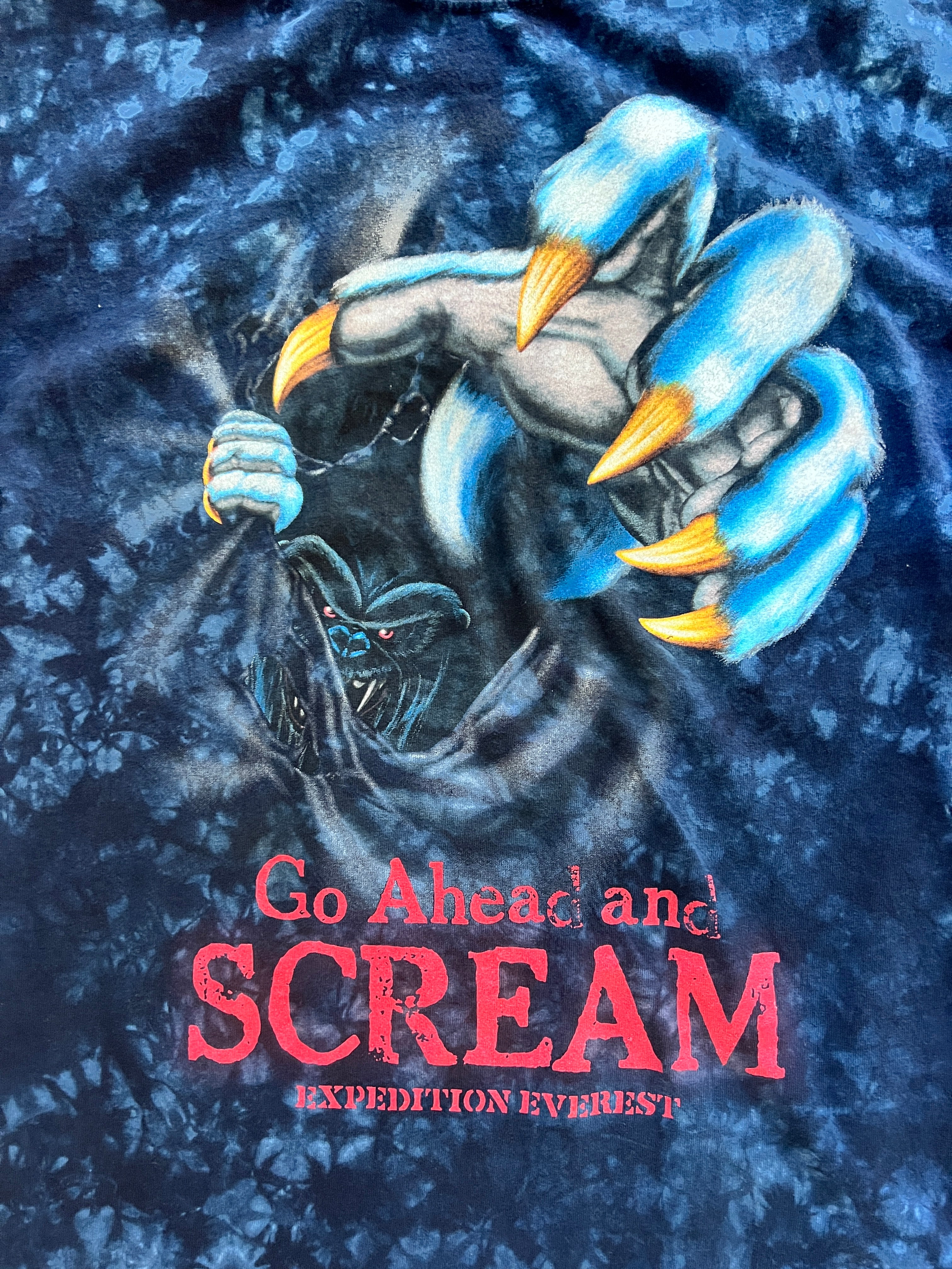 1164 -Blue Tie-Dye Expedition Everest Yeti Go Ahead & Scream Shirt - M