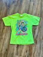 1167 -Lime Green Mickey, Goofy, Donald Space Mountain Front & Back Hit Shirt - M