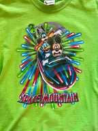 1167 -Lime Green Mickey, Goofy, Donald Space Mountain Front & Back Hit Shirt - M