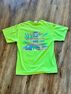 1167 -Lime Green Mickey, Goofy, Donald Space Mountain Front & Back Hit Shirt - M