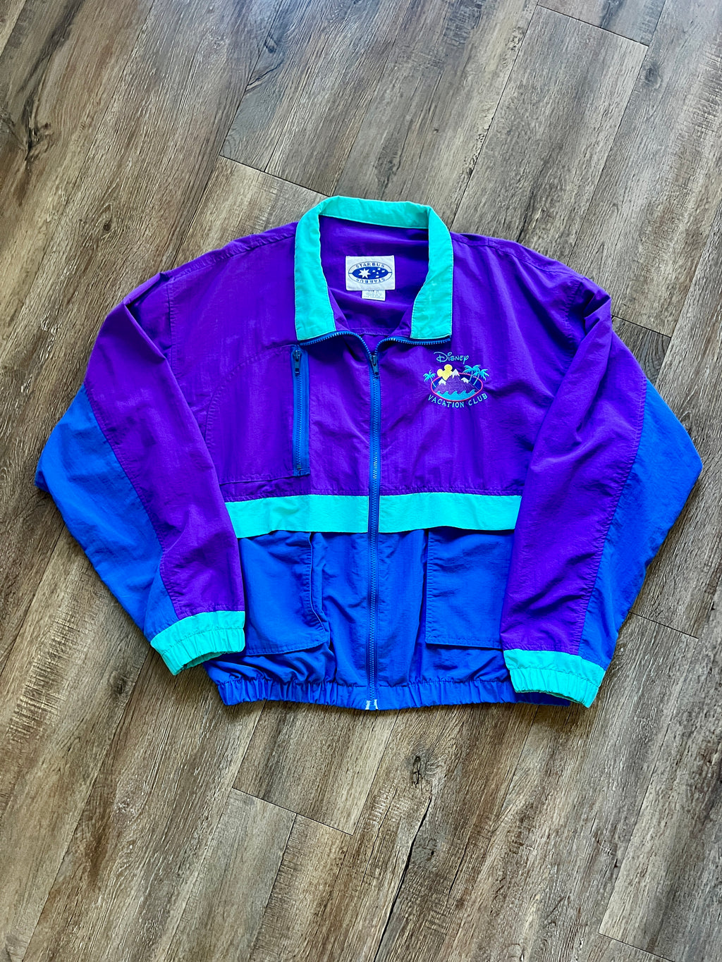 1169 -Teal, Blue, & Purple Embroidered DVC Starbus Windbreaker - XL