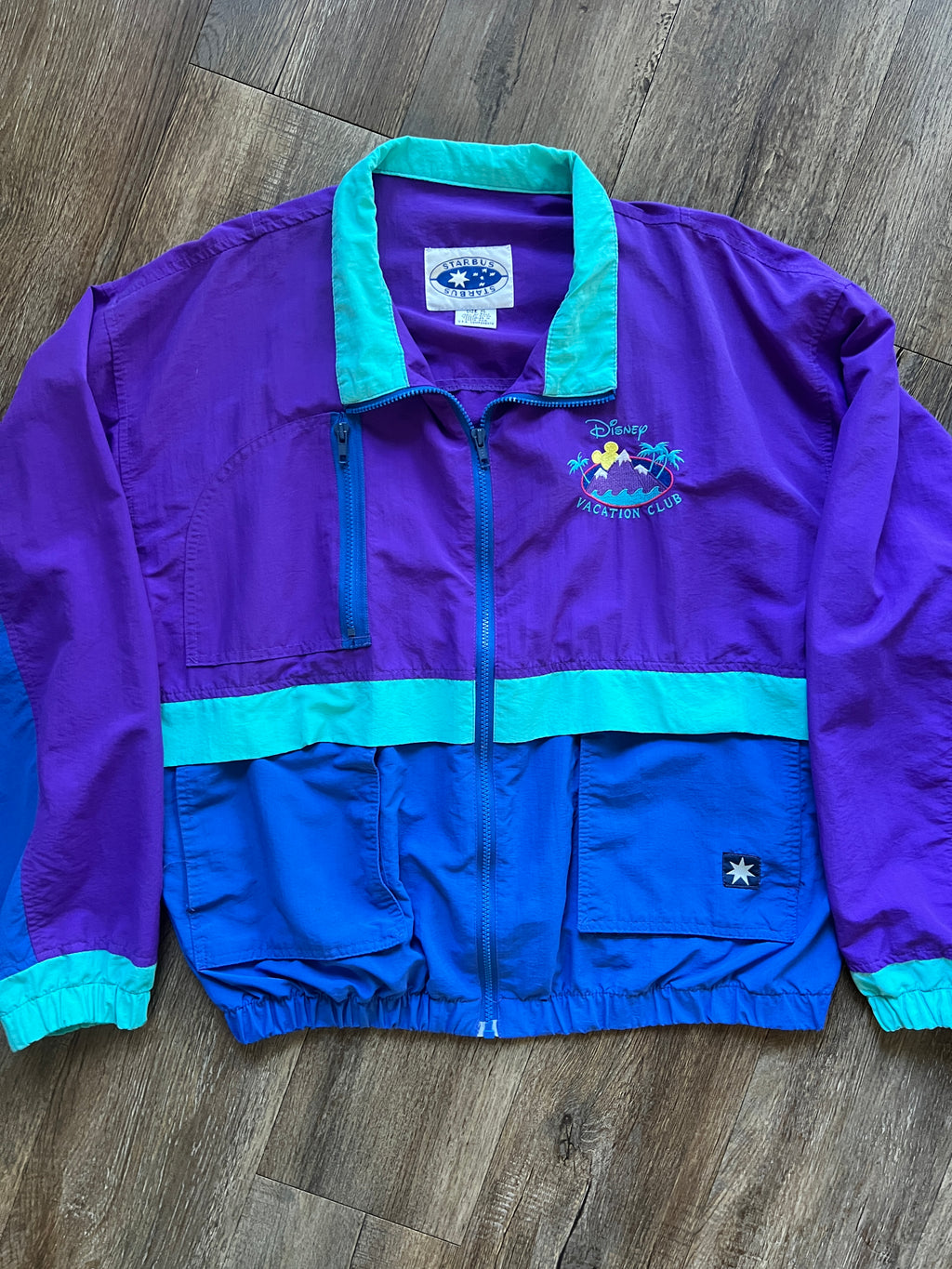 1169 -Teal, Blue, & Purple Embroidered DVC Starbus Windbreaker - XL