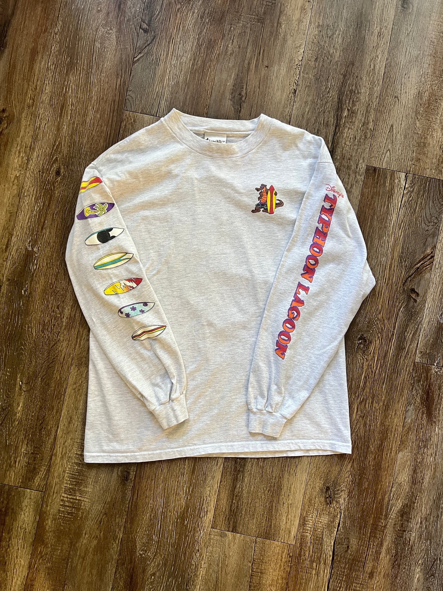 632 -Heather Grey Typhoon Lagoon Surfboard Logo Long Sleeve