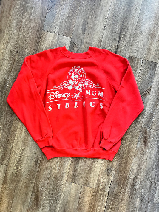 636 -Red & Silver Gliter MGM Studios Logo Crewneck - L