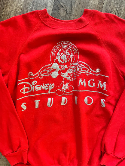 636 -Red & Silver Gliter MGM Studios Logo Crewneck - L