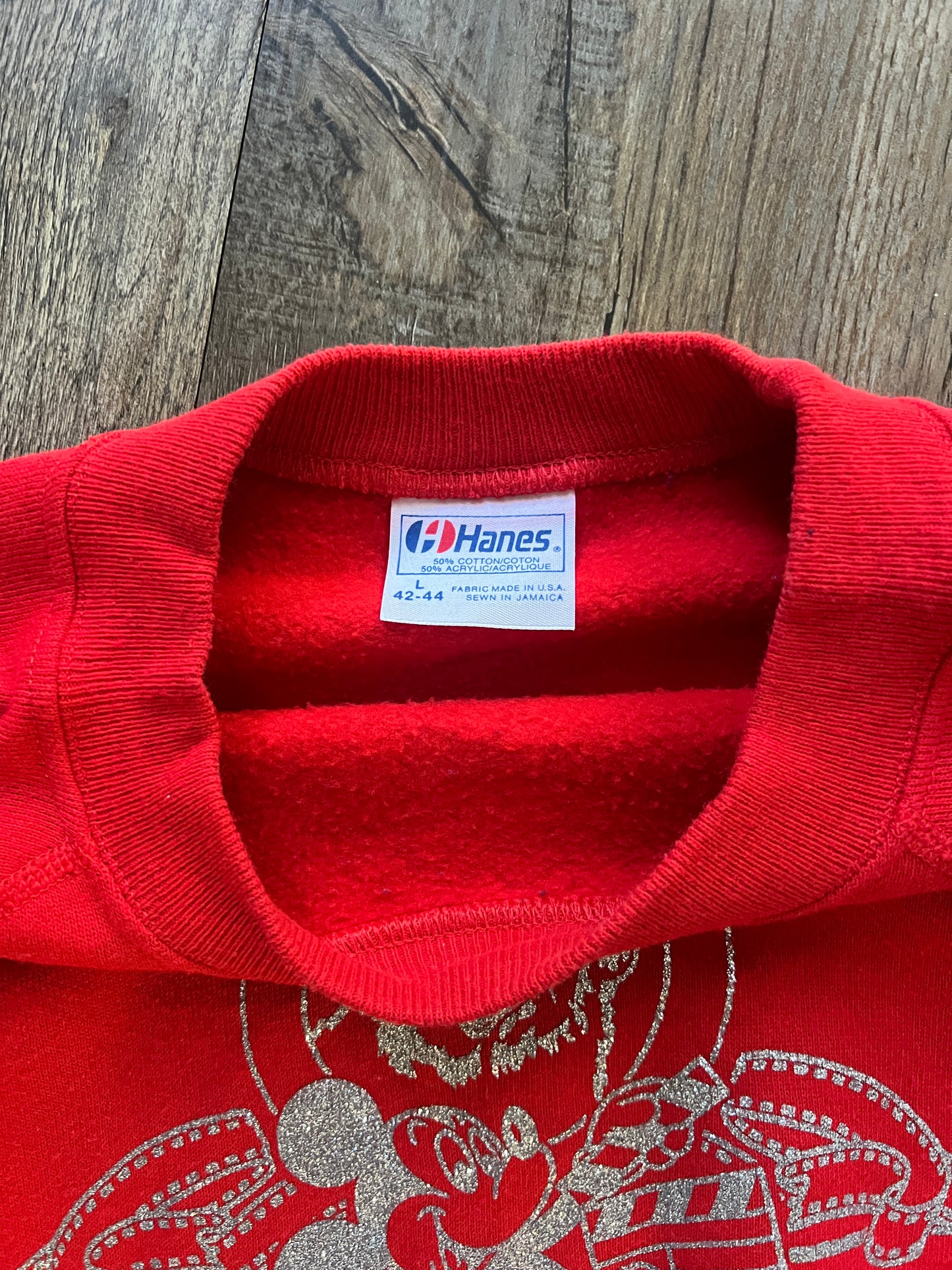 636 -Red & Silver Gliter MGM Studios Logo Crewneck - L