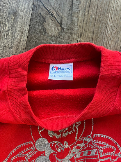 636 -Red & Silver Gliter MGM Studios Logo Crewneck - L