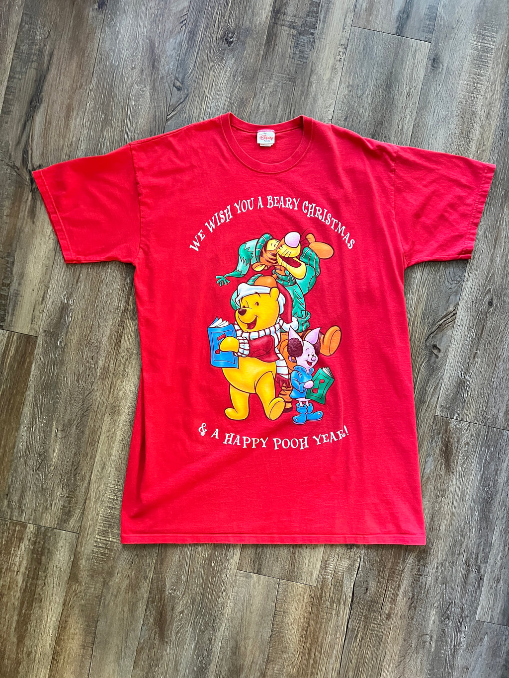 638 -Red Happy Pooh Year Tigger, Piglet,& WTP Sleep Shirt - OSFA