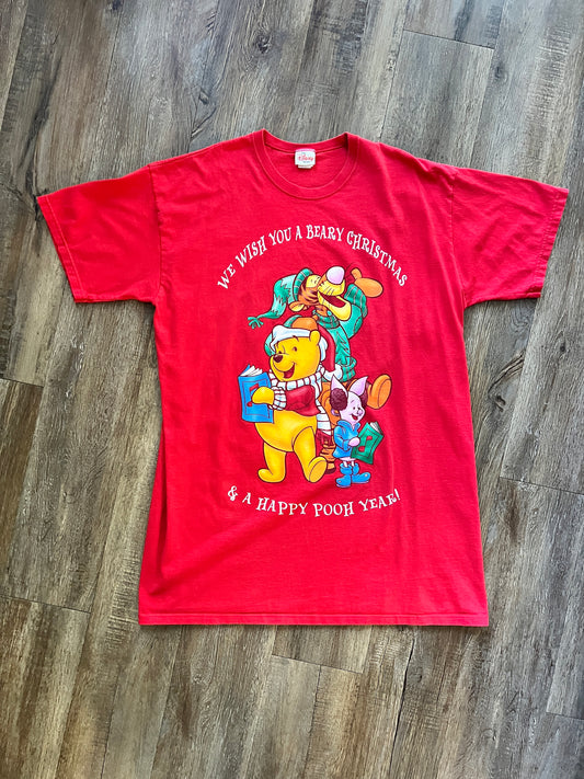 638 -Red Happy Pooh Year Tigger, Piglet,& WTP Sleep Shirt - OSFA