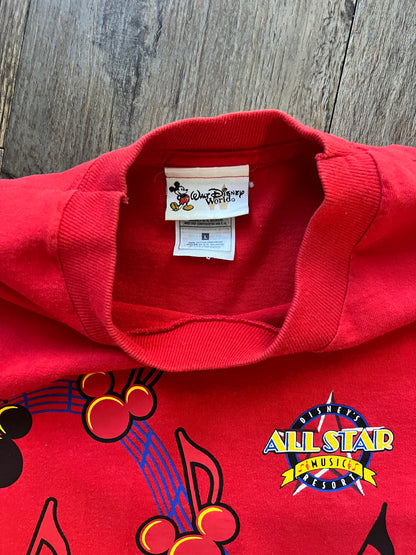 641 -Red All-Star Music Mickey Music Note Tee - L