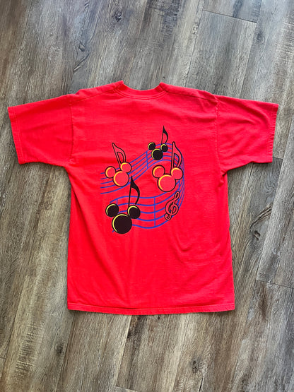 641 -Red All-Star Music Mickey Music Note Tee - L