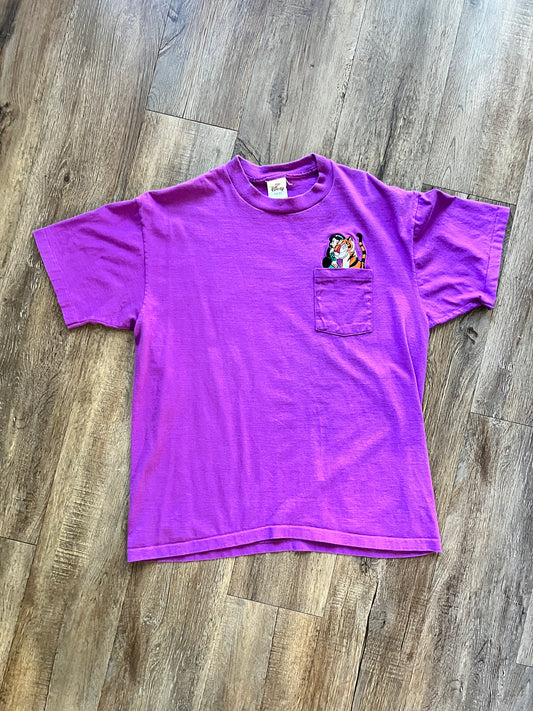 645 -Purple Embroidered Jasmine & Rajah Pocket Tee - XL