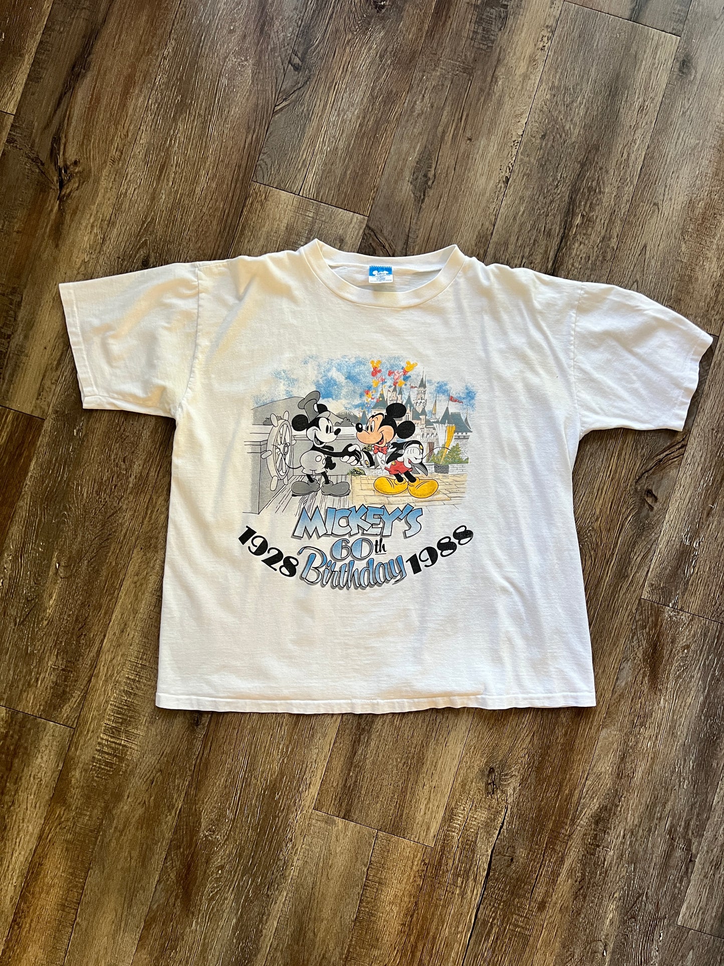 651 -White Mickey's 60th Birthday Tee - XL