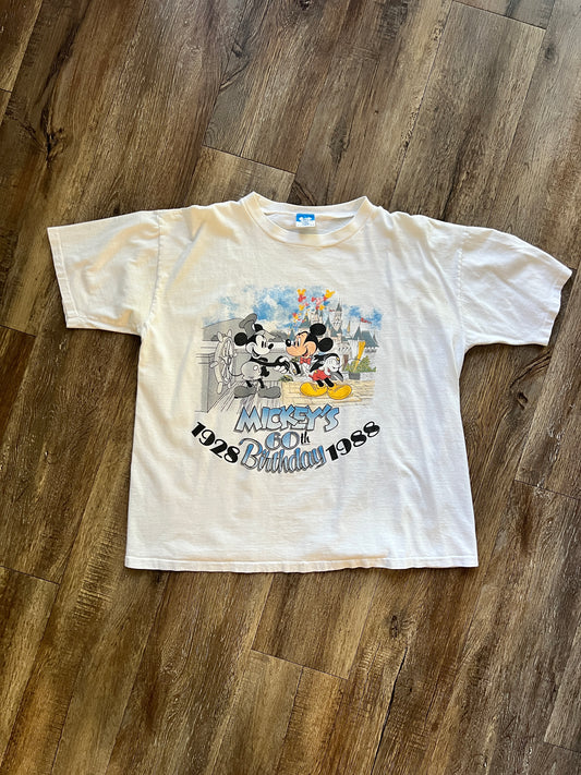 651 -White Mickey's 60th Birthday Tee - XL
